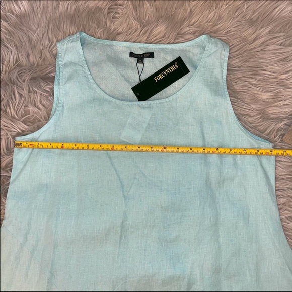 For Cynthia Sleeveless Asymmetrical Linen Top - Picture 6 of 9